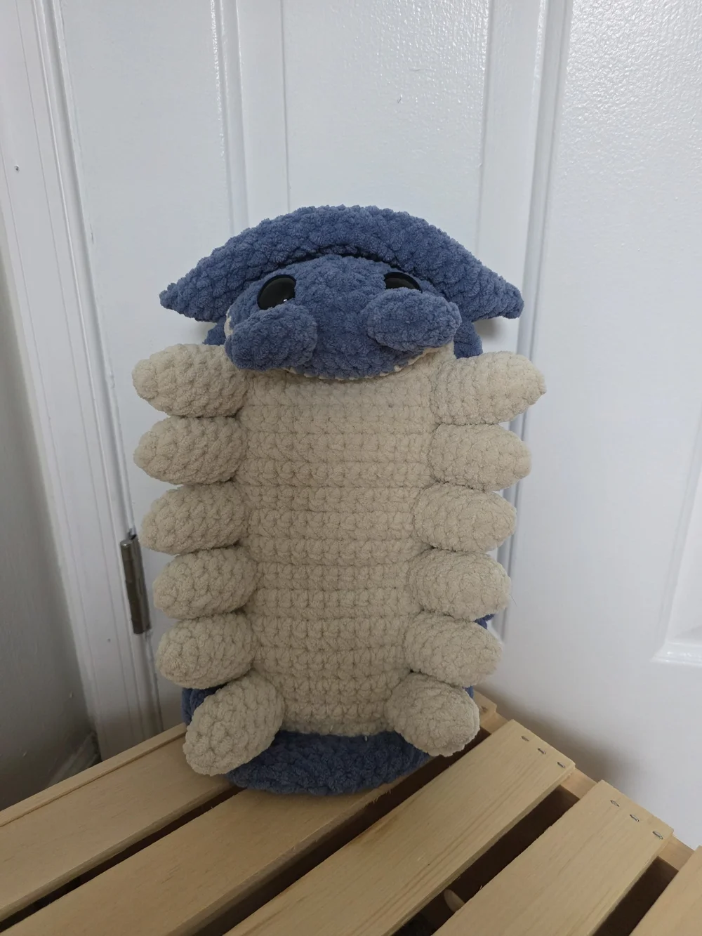 Handmade Plush Blue and Cream Pet Bed by
